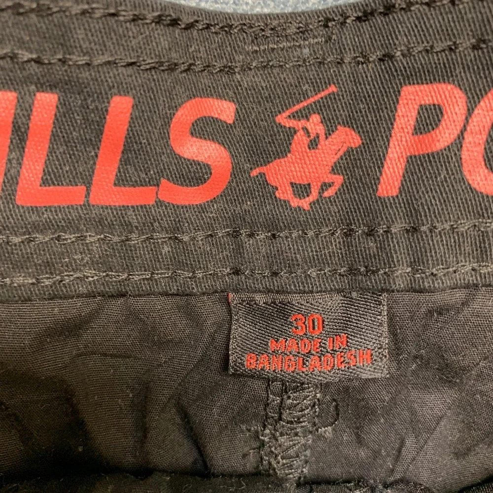 Beverly Hills Polo Club Cargo Shorts Mens 30 Black Cotton Stretch Hiking Outdoor